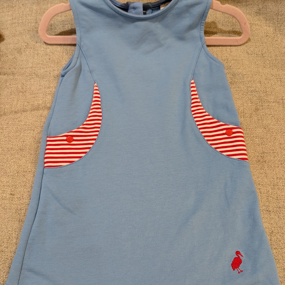 The Beaufort Bonnet Company Blue Dress with Red Accents